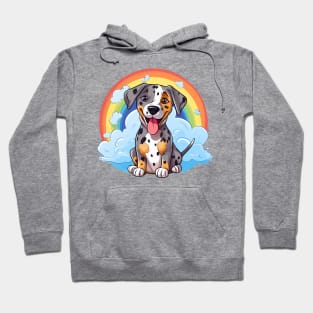 Cute Catahoula Leopard Dog Rainbow Cloud Kawaii Dog Happy Puppy Hoodie